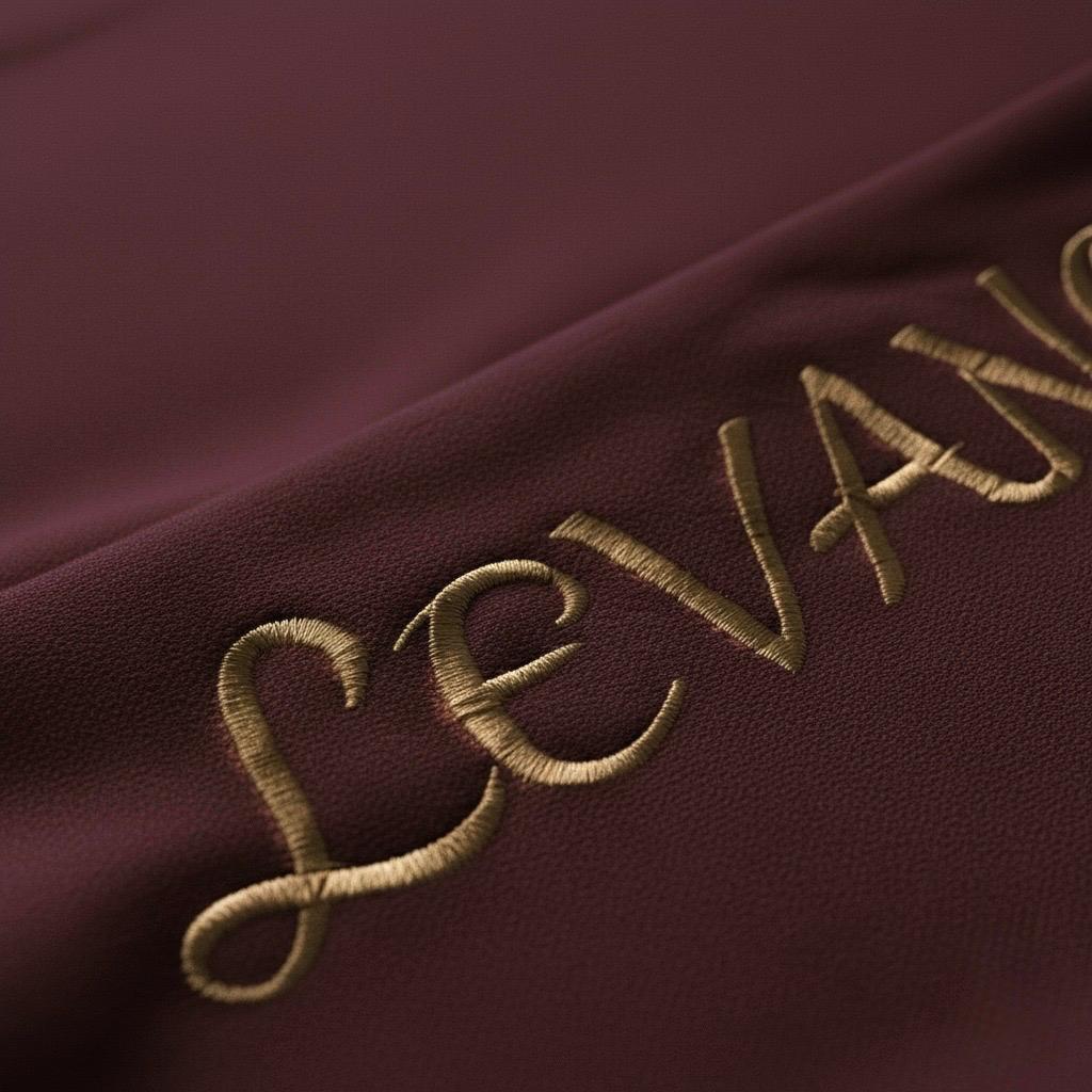 Close-up of 'Levanora' DTG on a Maroon hoodie